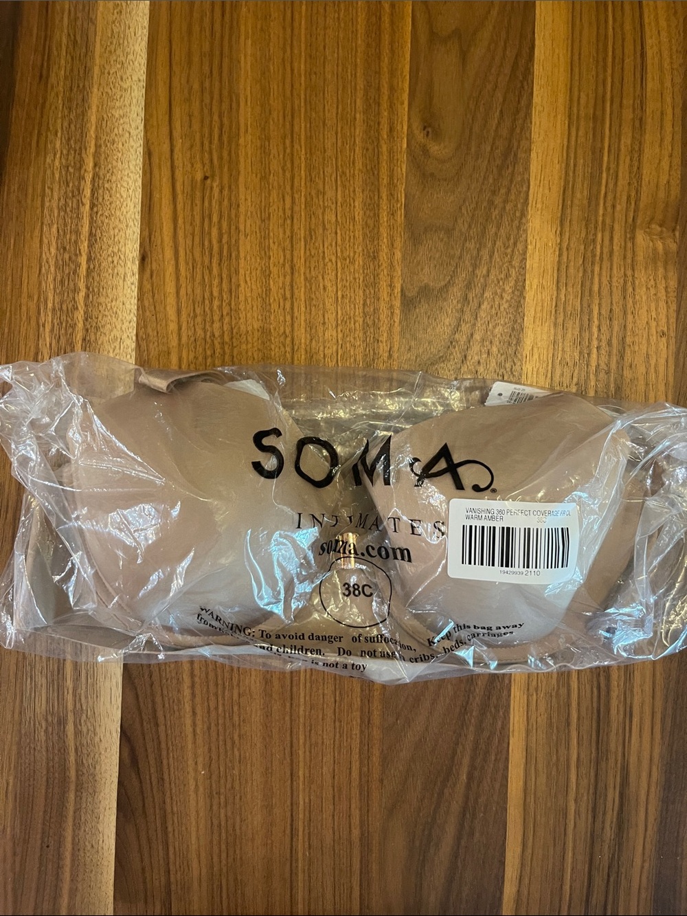 NWT Soma Vanishing 360 Front Close Bra in Pale Sand 38C
